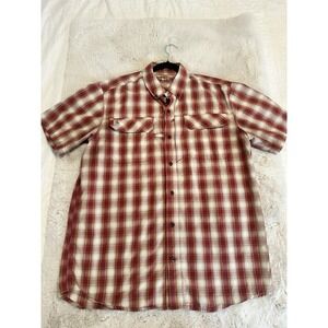 Carhartt Force Men's‎ Shirt Short Sleeve Rugged Flex Plaid Terra Cota Size L